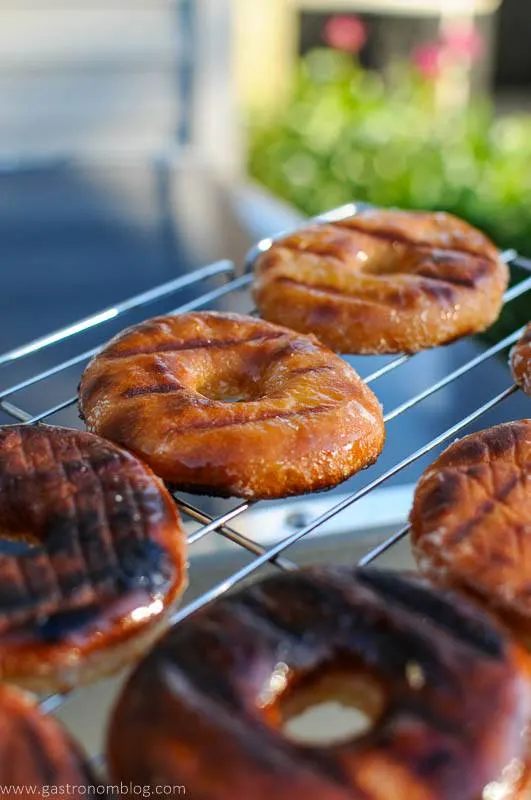 Grilled donuts on cookie sheet