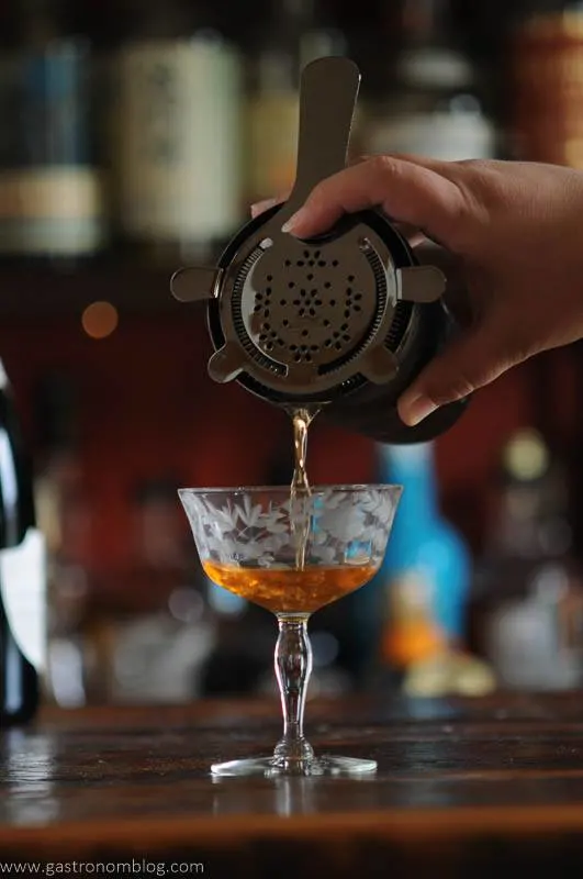 Chicago cocktail in coupe with lemon peel