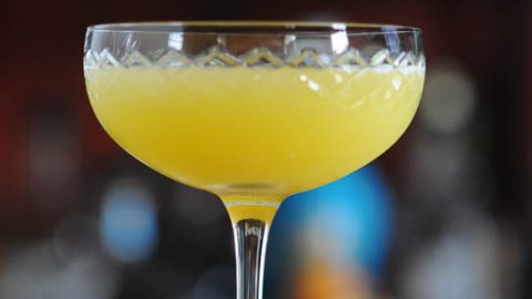 Golden Doublet cocktail in cocktail coupe