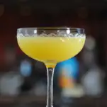 Golden Doublet cocktail in cocktail coupe
