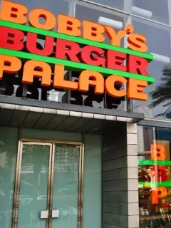 Outside sign of Bobby's Burger Palace in Las Vegas
