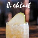Pear Cocktail in glass with crushed ice, pear slice