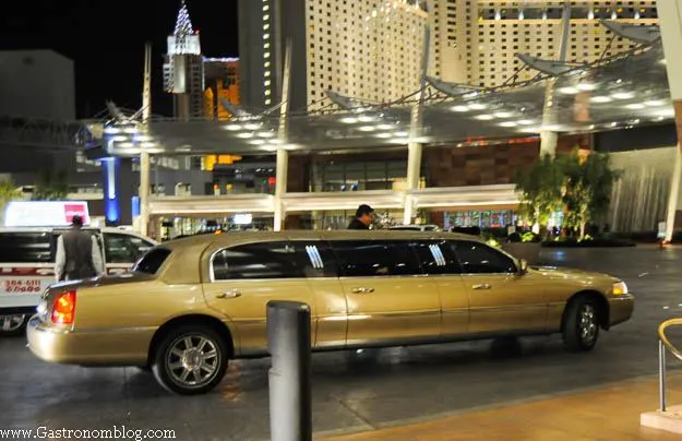 Gold limo in front of Aria Las Vegas