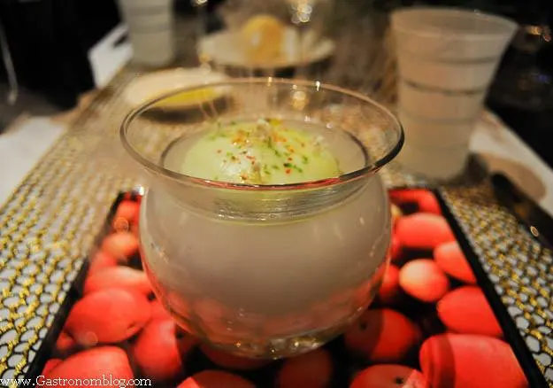 light green foam over bowl with liquid nitrogen