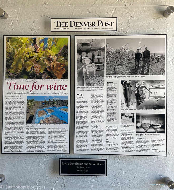 Newspaper stories from the Denver Post about The Storm Cellar Winery in Colorado