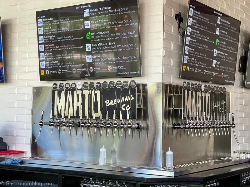 Beer pulls at Marto Brewing in Sioux City, Iowa for the Iowa Brewery Tour