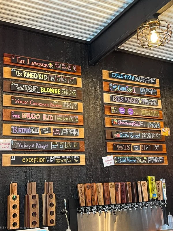 List of Beers at Wise I Brewing in Le Mars, Iowa for the Iowa Brewery Tour and the Iowa Beer Passport