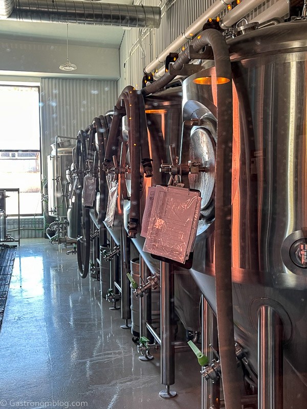 Lineup of beer tanks at Wise I Brewery in Le Mars, Iowa