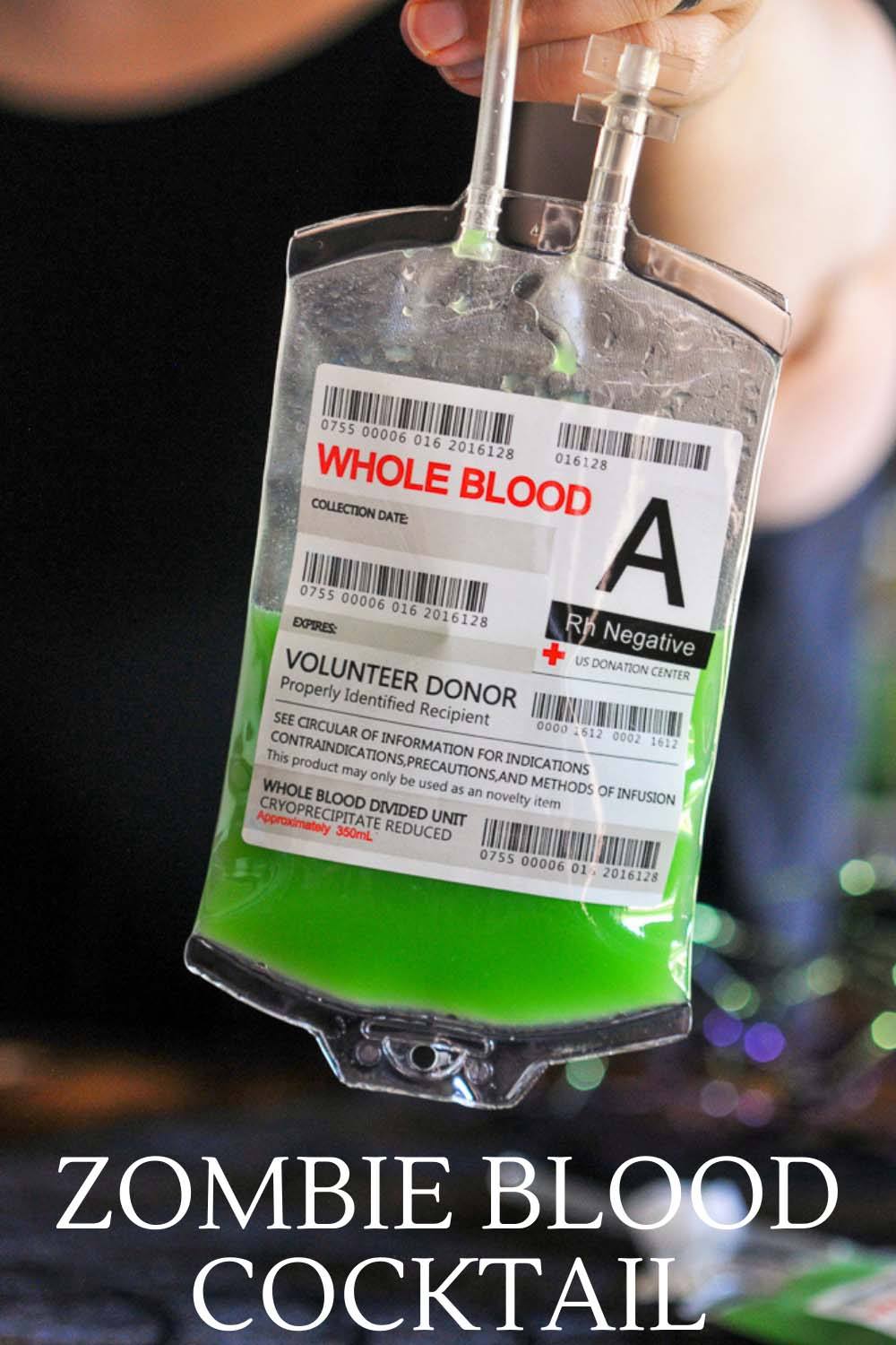 Halloween RecipeGreen Blood Bag Cocktail Gastronom Cocktails