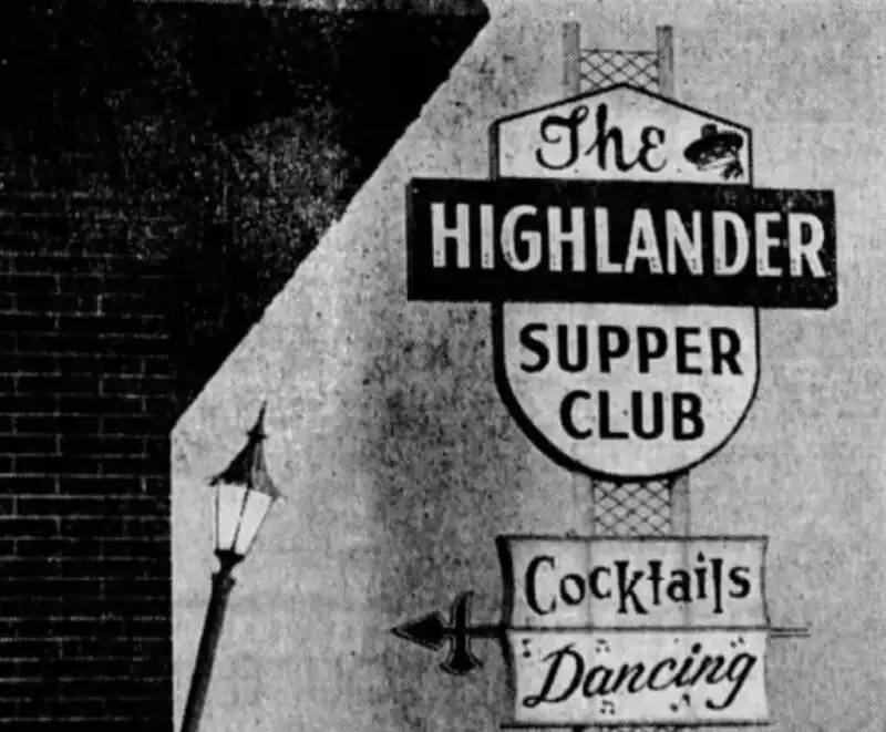 Highlander Supper Club Sign, black and white