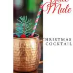 Yule Mule cocktail in copper mug with Christmas straw, cranberries and pine