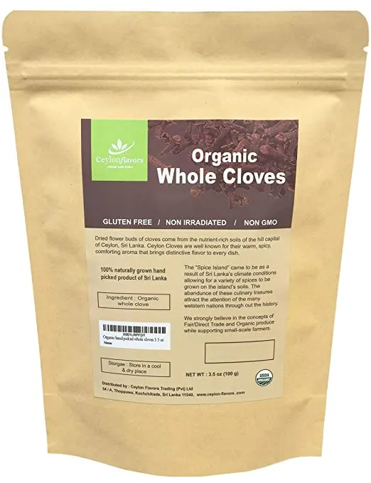 Organic Premium Grade Hand Picked Whole Cloves 3.5oz. Harvested from a USDA Certified Organic Farm in Sri Lanka