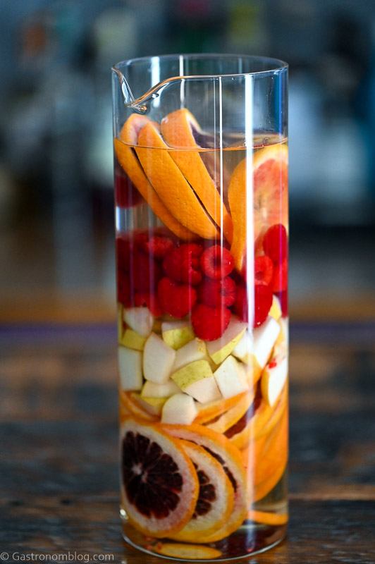 Layered Blood Orange Sangria in a pitcher