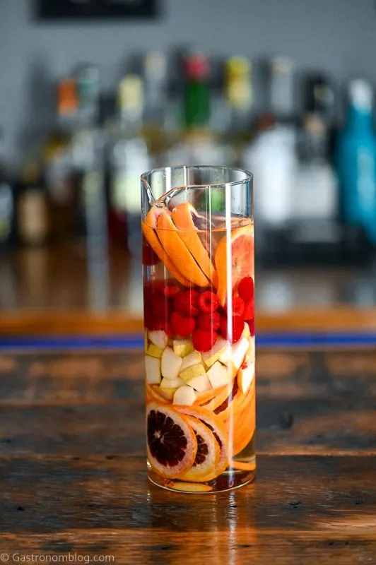 Layered Blood Orange Sangria in a pitcher