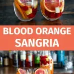 Blood orange sangria with blood orange slices in wine glass