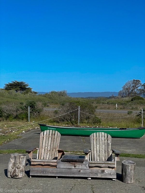 Wooden adirondak chairs at Humboldt Bay Social Club