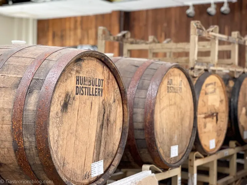 Barrels at Humboldt Distillery