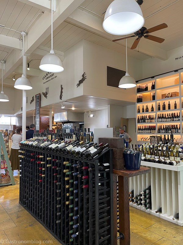 Inside of Oakville Grocery Healdsburg, wine display