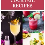 Collage of summer cocktails, yellow and pink