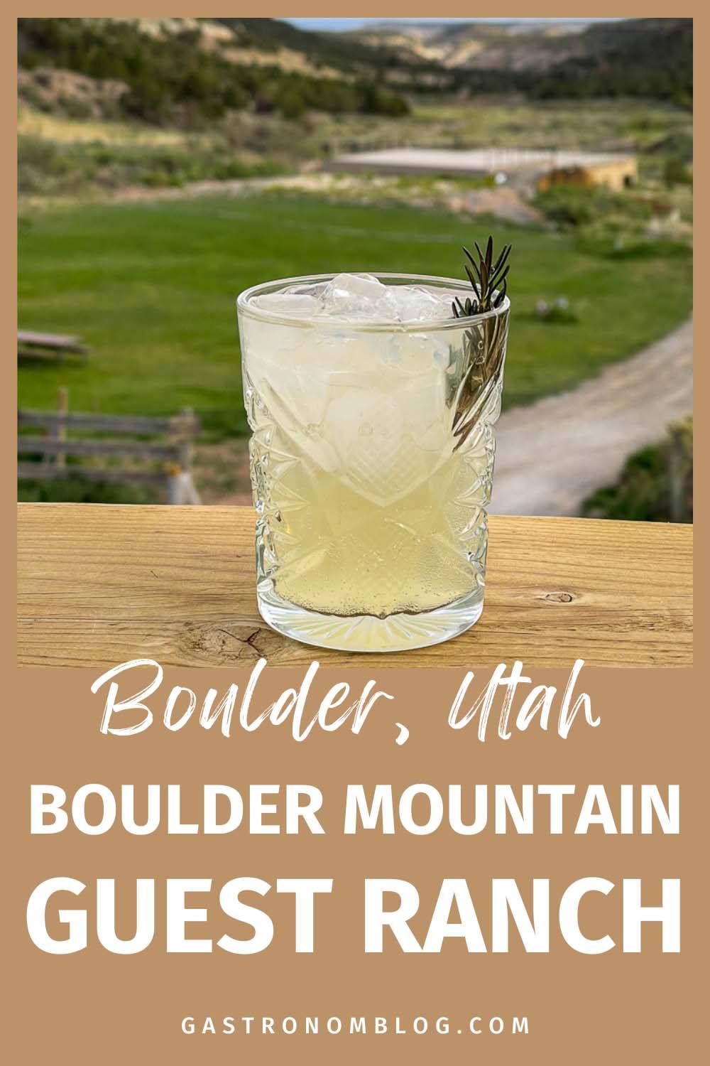 yell cocktail with rosemary garnish at Boulder Mountain Guest Ranch and Sweetwater Kitchen