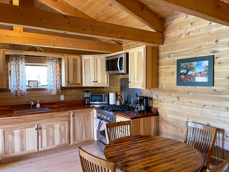 Boulder Mountain Guest Ranch and Sweetwater Kitchen cabin inside, kitchen and dining table