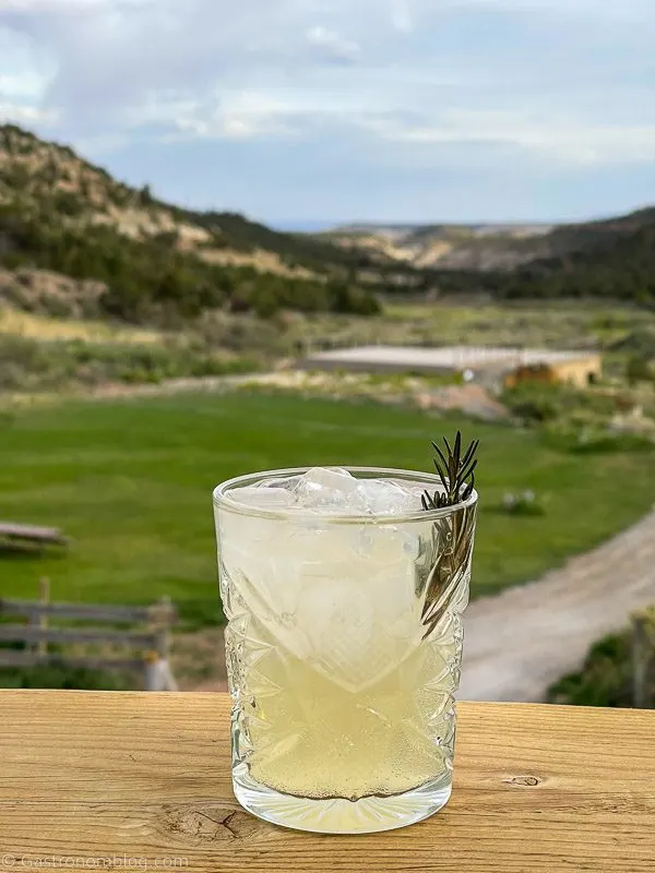 cocktail with rosemary garnish at Boulder Mountain Guest Ranch and Sweetwater Kitchen
