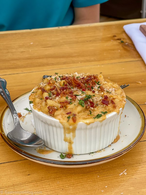 mac and cheese in white ramekin at Boulder Mountain Guest Ranch and Sweetwater Kitchen