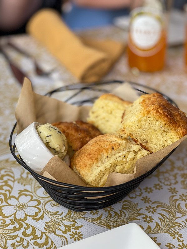 Biscuits and butter in a basket