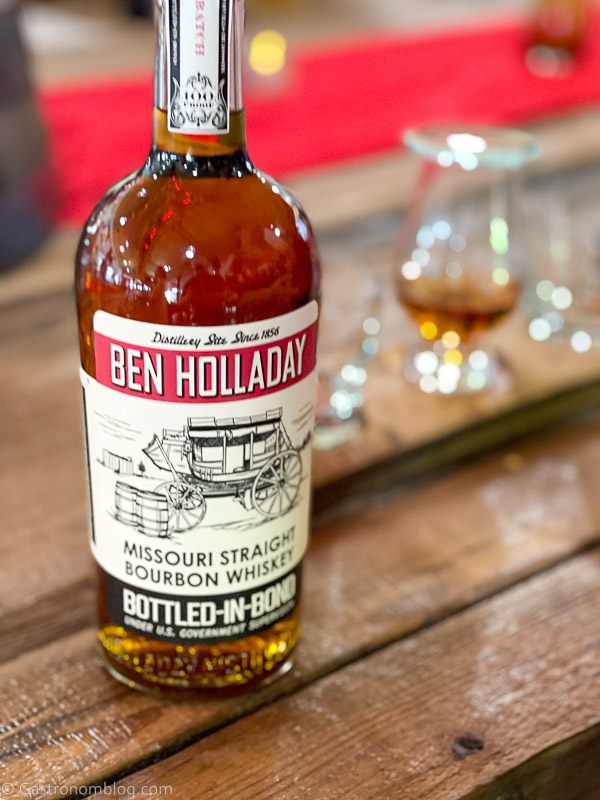 Ben Holladay bottle and whiskey tasting setup