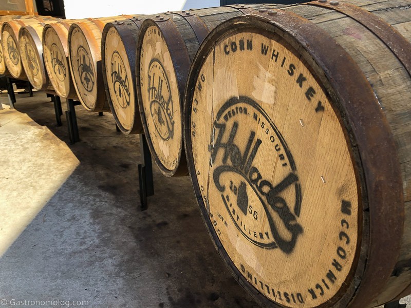 Barrels with Hollday Distillery stamp