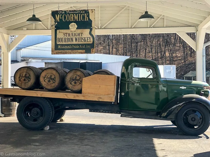 Truck at Holladay Distillery - barrels on back