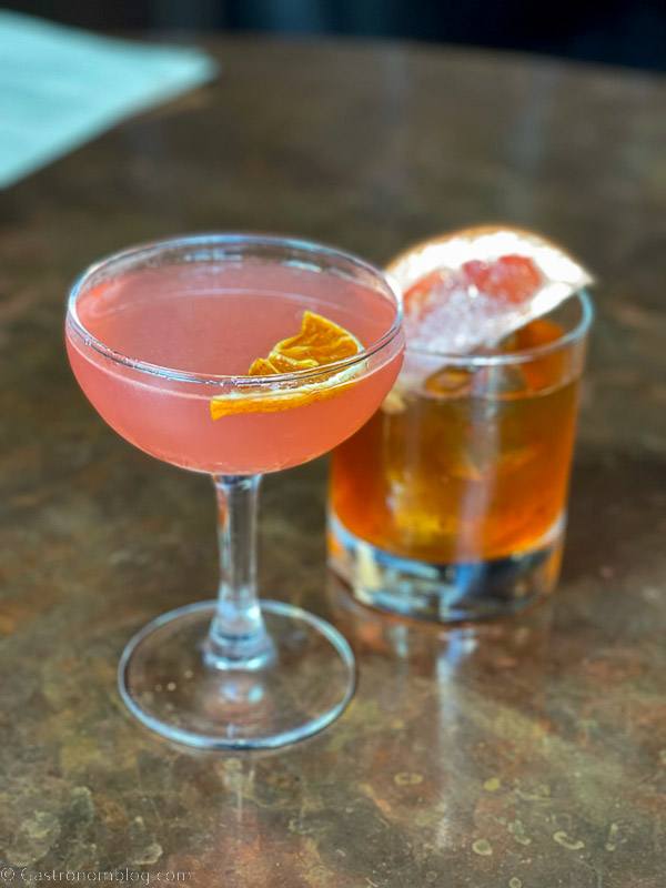 pink and brown cocktail on table