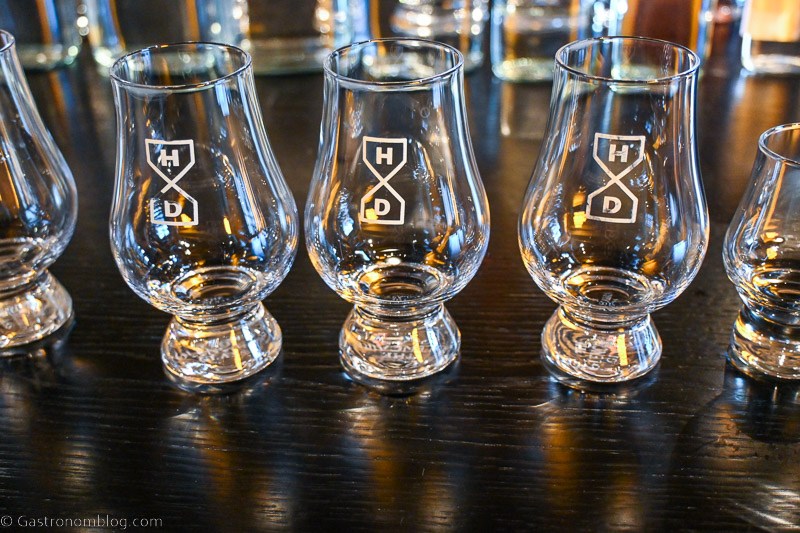 Glencairn glasses for tasting at Holyrood Distillery