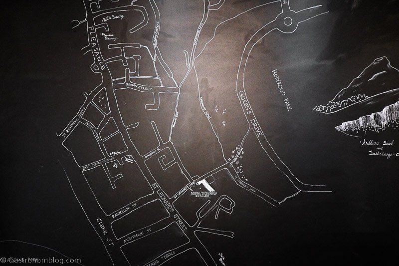 Map of Edinburgh breweries at Holyrood Distillery