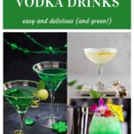 collage of green drinks for St. Patrick's Day