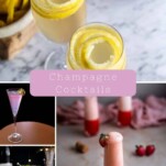 collage of colorful spring colored champagne drinks for Easter
