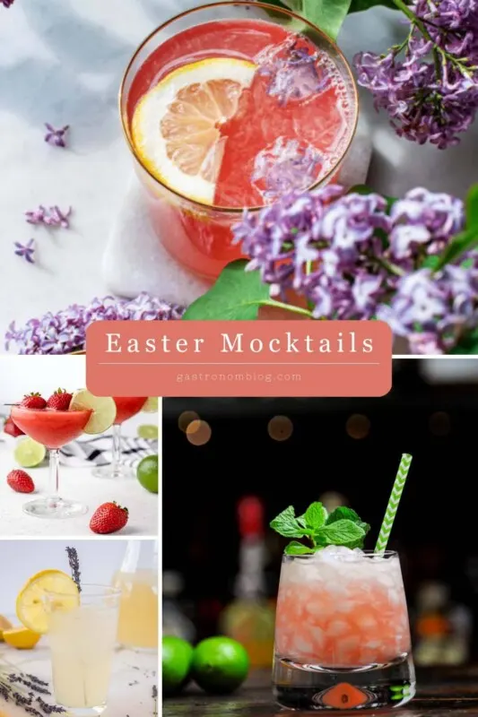 Collage of 80+ spring non-alcoholic Easter drinks! bright colors and many different drinks