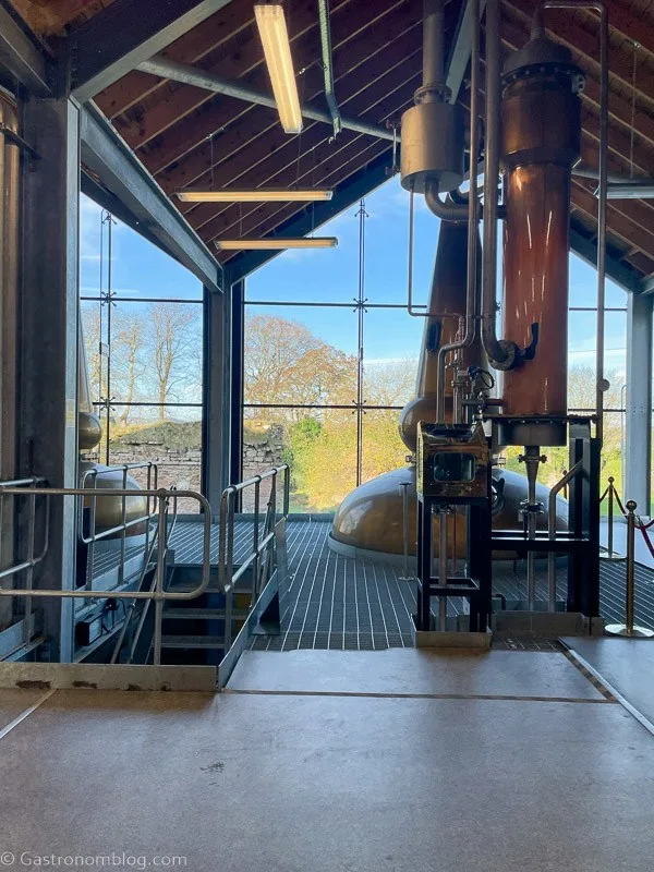 stills and view at Lindores Abbey Distillery