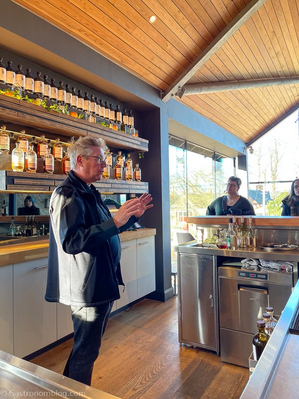 tour guide on tour at Lindores Abbey Distillery