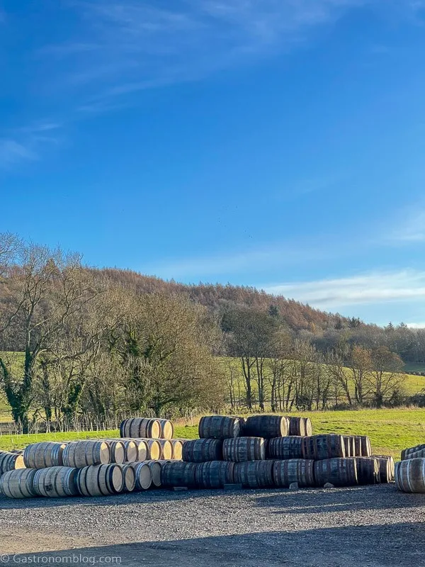 view and barrels at Lindores Abbey Distillery