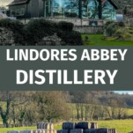view of the outside of Lindores Abbey Distillery, glass walls