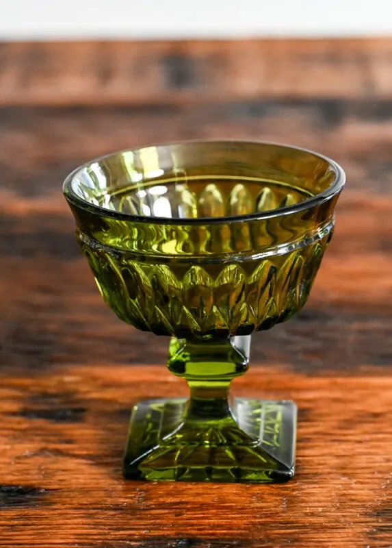 green coupe - part of our vintage glassware collection