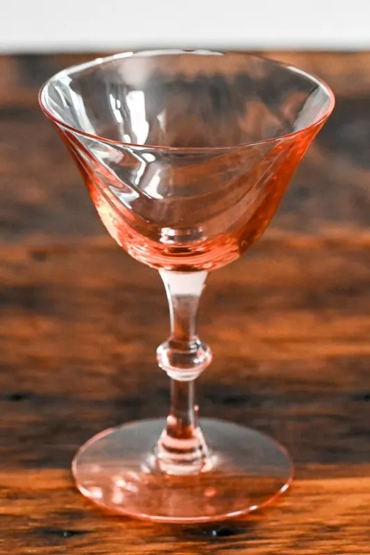 pink glass cocktail coupe - part of our vintage glassware collection