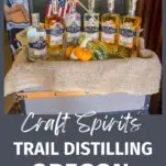 products including whiskey and gin bottles from Trail Distilling