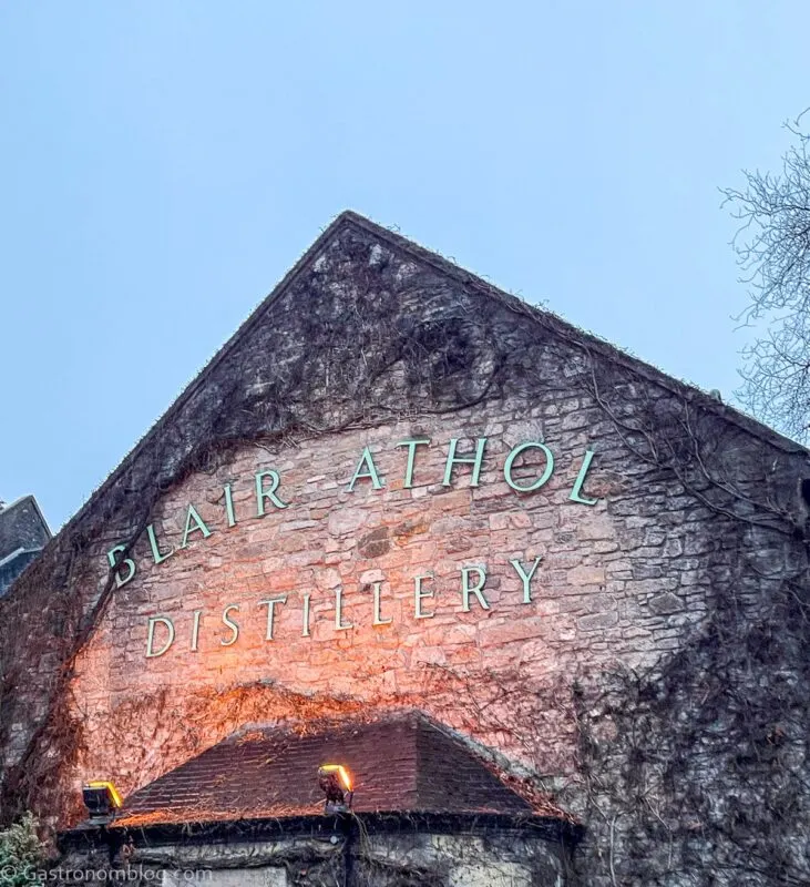 stone warehouse at Blair Athol Distillery in Scotland