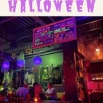 Halloween decor at Nite Owl during the Black Lagoon Halloween Pop-Up event in Omaha.