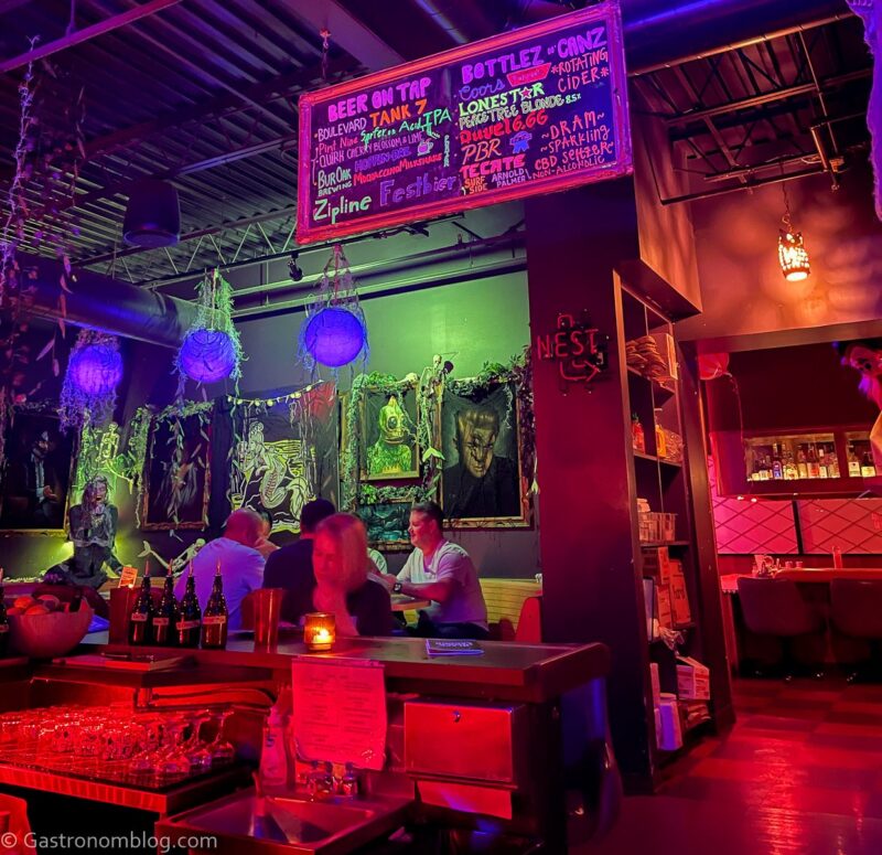 Halloween decor at Nite Owl during the Black Lagoon Halloween Pop-Up event in Omaha.