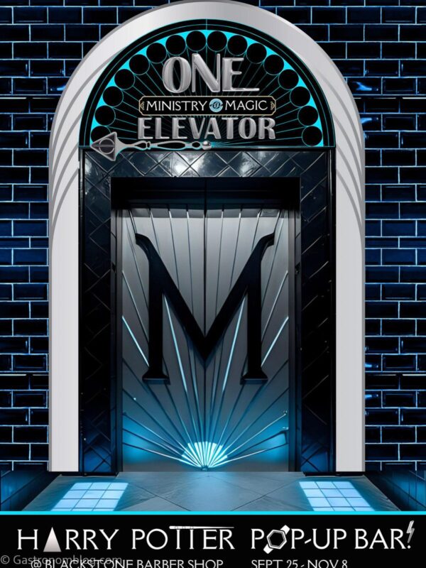 Ministry of Magic Elevator Halloween Pop-Up Bar at The Barber Shop in Omaha