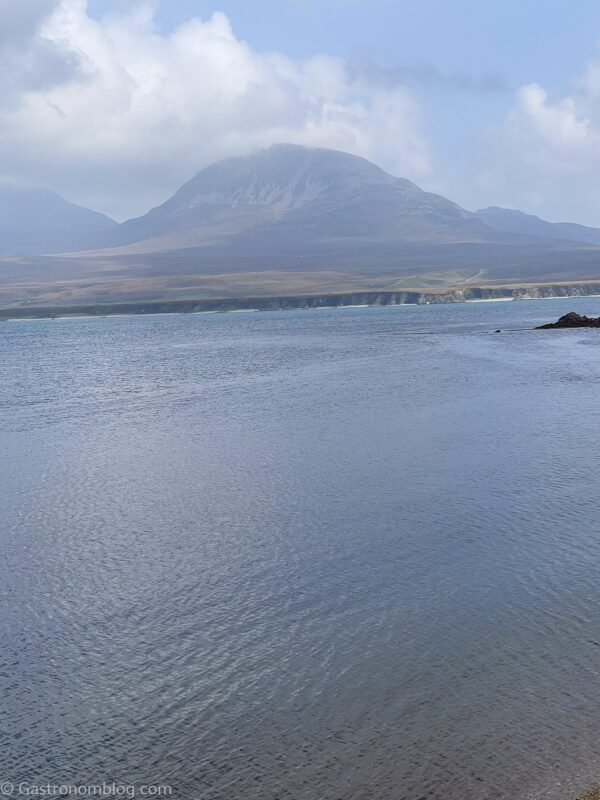 view over the harbor at Bunnahabhain Distillery to Jura