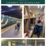 collage of pictures of our trip on the Caledonian Sleeper Train from London to Inverness, Scotland